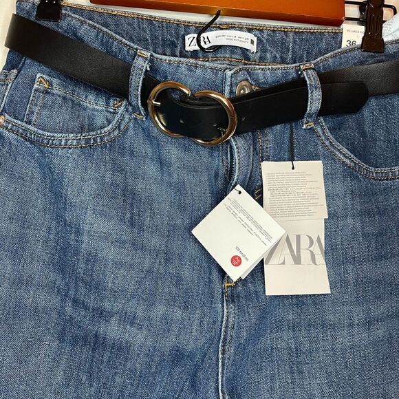 Zara Z1975 selvedge belted relaxed fit jeans size 4 - Picture 9 of 9